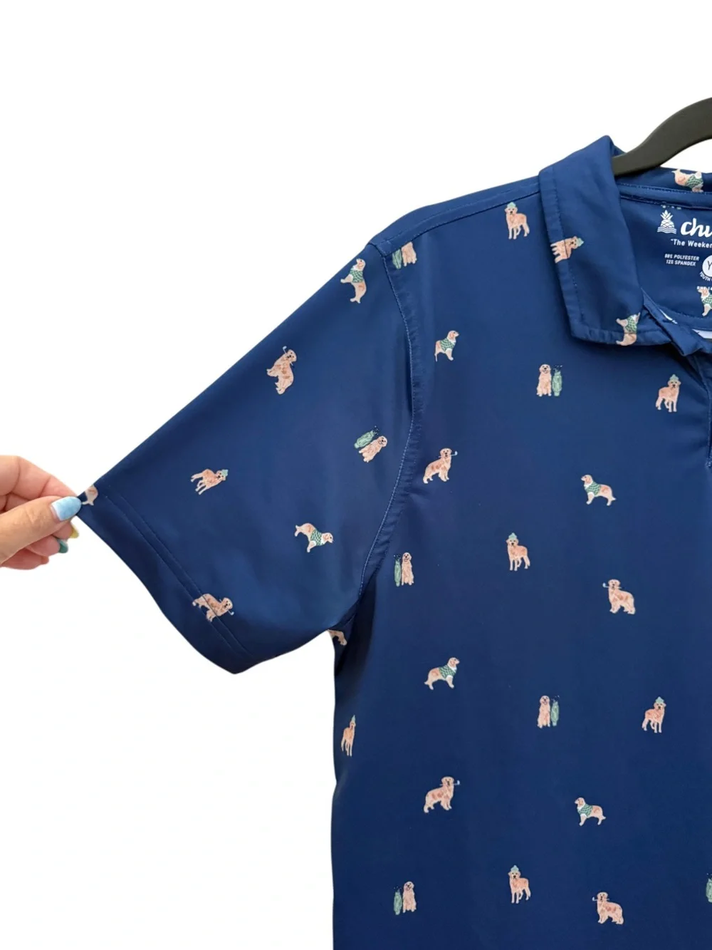 Chubbies Performance Golf Polo Novelty Dog Print Lightweight Stretch 14/16